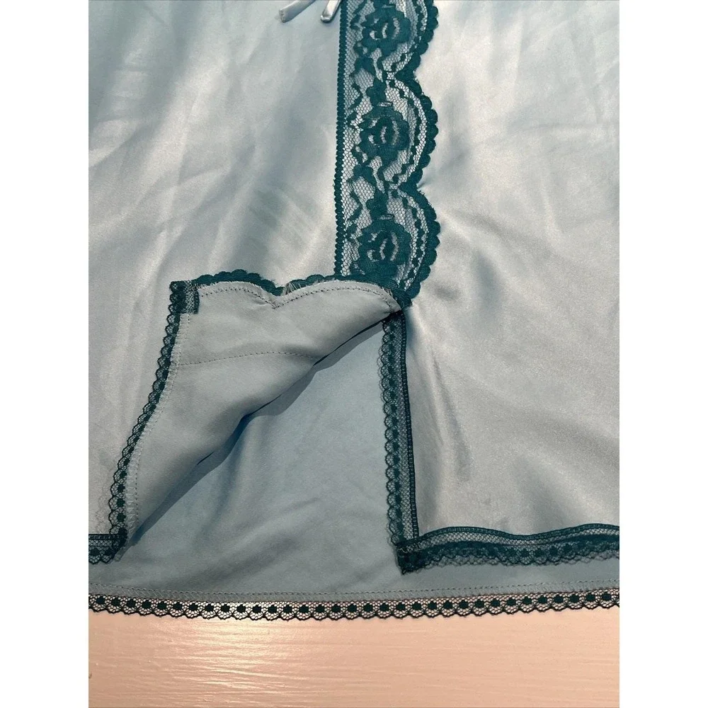 Vintage Y2K M Victoria's Secret Angels Satin Laced Babydoll Lingerie Blue